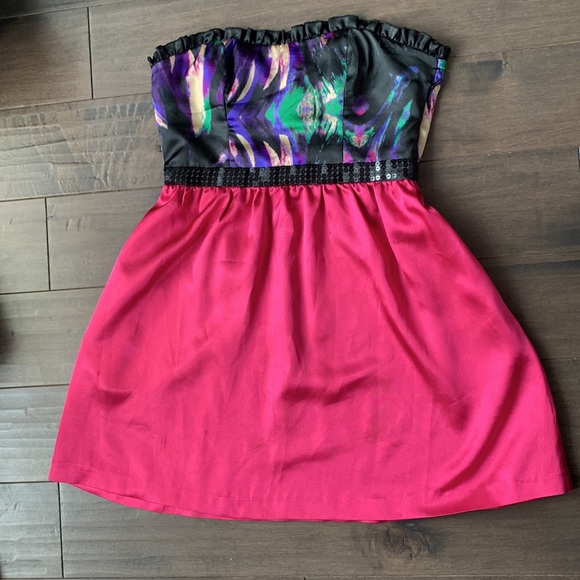 Y2K strapless dresses pink and blue - Picture 4 of 6